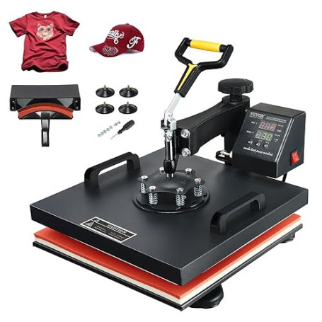 VEVOR 2 en 1 Presse à Chaud Machine Sublimation Textile 38x38 cm Machine d'impression 1500 W Presse à Chaleur Polyvalente Contrô