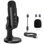 ZealSound Micro Podcast USB à Condensateur - Réduction du Bruit Microphone pour PC, téléphone & iPhone, avec Muet, Gain & Echo,