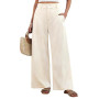 Fashora Pantalon Femme Été Lin Pantalons Taille Elastique Fluide Pantalons Chic et Elegant Ample Pantacourt Léger Décontractés P