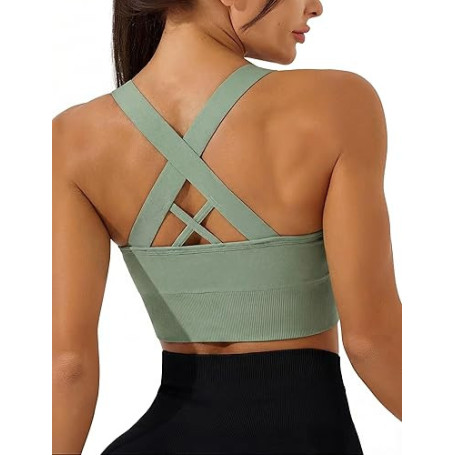 Leversic Brassiere Sport Femme Soutien-Gorge de Sport Femme Brassiere Femme Sport sans Armature Elastique Amovibles Coussinets F