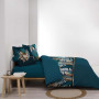 Douceur d'Intérieur, Parure de Lit 3 Pièces (260 x 240 cm) Alianor Bleu, 100% Coton