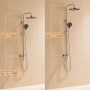 Auralum Colonne de Douche avec Mitigeur Hauteur Réglable 1-1,4 m, Mitigeur de Douche avec Plafonnier 26 x 26 cm et Douchette Man