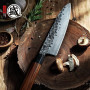 MITSUMOTO SAKARI Couteau Japonais de 22 cm, Couteau Cuisine Gyutu Forgé à la Main, Couteau de Cuisine en acier à Haute Carbone (
