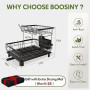 Boosiny Egouttoir Vaisselle, Egoutoire Vaisselle Cuisine en Acier Inoxydable Grand Format avec Porte-Gobelets, Égouttoir à Vaiss