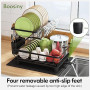 Boosiny Egouttoir Vaisselle, Egoutoire Vaisselle Cuisine en Acier Inoxydable Grand Format avec Porte-Gobelets, Égouttoir à Vaiss