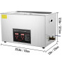 VEVOR Nettoyeur à Ultrasons 30L en Acier Inoxydable Bac Ultrasons Numérique avec Chauffage Temps et Température Réglables Appare