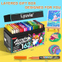 Lyuvie 162 Couleurs Feutre Acrylique, Acrylic Paint Brush Marker à Peinture à Base D'eau, Marqueur Peinture Acrylique pour Pierr