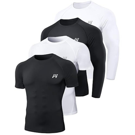 MEETWEE Haut Compression Homme Manche Longue/Courtes,Baselayer Maillot Running Vetement Fitness pour Sports Jogging T-Shirt Base