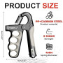 lomdung Renforceur de Poignée, 5-100KG Ajustable Muscler Avant Bras, Hand Grip Musculation Poignée de Force, avec Compteur et An