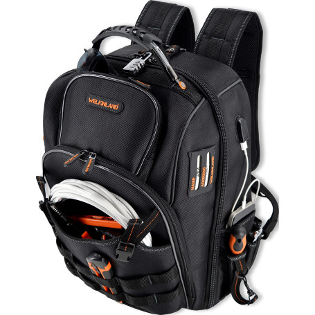 Sac à outils 66 poches, sac à dos robuste pour électriciens, construction, hommes
