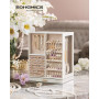 SONGMICS Boîte à Bijoux Rotative à 360°, Coffret à Bijoux avec 5 Tiroirs, Fenêtres en Verre Latérales, Grand, Rangement pour Acc