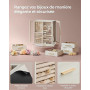 SONGMICS Boîte à Bijoux Rotative à 360°, Coffret à Bijoux avec 5 Tiroirs, Fenêtres en Verre Latérales, Grand, Rangement pour Acc