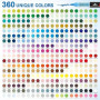 Guangna 360 Couleurs Feutre Acrylique, Feutre Acrylique Acrylique Pinceau Pour Papier, Verre, Galet, Métal, Plastique, Bois, Oeu