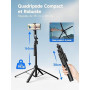 Trépied Suivi Automatique, Rollei Easy Creator Tripod Support Téléphone Suivis Visage Perche Selfie Extensible 38~163cm avec Tél