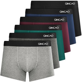 QINCAO Boxers Homme Lot de 6 Coton Pas d'étiquette Qui Gratte sous-vêtement Fitted Trunk Caleçons Ultra Doux Confortale