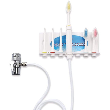 Nettoyage Dentaire à Jet d’Eau Se Connecte au Robinet avec 3 Buses et 3 Brosses Hydropulseurs et Irrigateurs Portable sans Piles
