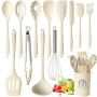 Omtofo 13 Pièces Set Ustensile Cuisine Silicone, sans BPA, Antiadhésive Anti-Rayures Cuisine Accessoires, Passe au lave-vaissell