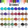 Roizefar Poudre de Mica - Pigment Résine époxy 32 Couleurs, Colorant de Savon, Colorant en Poudre Métallique pour La Fabrication