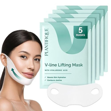 PLANTIFIQUE Double Menton Masque Visage V-Line 5 Ceintures Gaine Femme et Homme Idée Cadeau Hydrate et Rafraîchit Définissez l’A