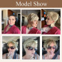 Creamily Perruques blondes courtes pour femme, coupe Pixie avec frange, cheveux synthétiques naturels lisses, perruque courte po