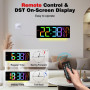 Horloge Murale Numérique LED 16,5'' avec Télécommande, Luminosité Automatique, Heure d'Été, Température, Date, Jour, Double Alar