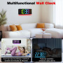 Horloge Murale Numérique LED 16,5'' avec Télécommande, Luminosité Automatique, Heure d'Été, Température, Date, Jour, Double Alar