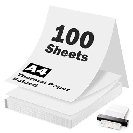Papier Thermique A4 100 Feuilles, Sans BPA et à Séchage Rapide, Papier pour Imprimante Thermique A4 Compatible avec la Plupart d