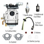 Carburateur Débroussailleuse 52cc 49cc 43cc, Kits de Carburateur pour Moteur avec Joint Tuyau Bougie d'allumage et Filtre à Esse