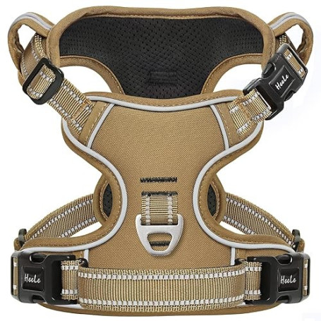HEELE Harnais Chien, Harnais Anti Traction Réfléchissant Harnais pour Moyen Grand Chien avec Poignée Rembourrée, 1 Boucle sur la