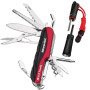 Morpilot Couteau Suisse et Flintstone Set, 15 en 1 Couteau Polyvalent et Allume-feu 5 en 1 avec Sifflet, Tournevis, Ciseaux, Sci