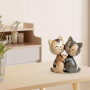LunarCharm Sculpture en Bois d'un Couple de Chats – Décoration de Bureau en 2D Plate avec câlin, décoration pour Maison et Burea