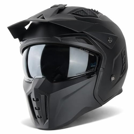 VINZ Kioto Casque Jet / Casque Streetfighter | Homologué ECE 22.06 | Casque de Scooter avec visière Solaire / Pare-Soleil | Casq