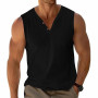LAOARA Homme Vestes Débardeurs Henley Boutonné sans Manches Loisirs et Vacances Sport Gym Tank Top M-3XL