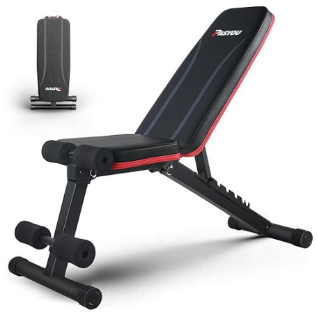 PASYOU Banc de Musculation Pliable, Banc Musculation Complet Inclinable Réglable, Multifonction 7 in 1 Banc Abdominaux Entrainem