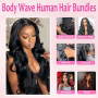 Tabobuii Tissage Naturel Cheveux Humain Brésiliens Vierges 100% Non Traités - Body Wave Human Hair 3 Bundles 16 18 20 Pouces - E