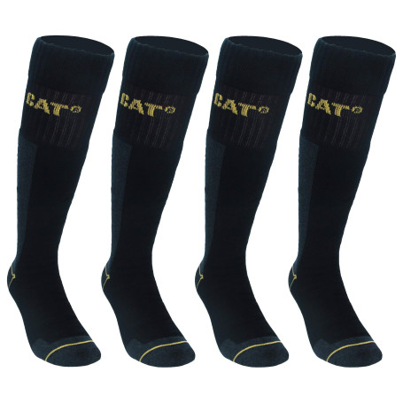 Caterpillar 4 Paires Chaussettes Longues Travail Hommes - Renforcées Talon et Pointe - Coton