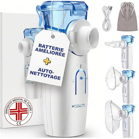 Medicinadellavoro.com - Nebulisateur Portable Silencieux Bebe et Adulte, Inhalateur Rhume Vapeur avec USB-C, Batterie Rechargeab