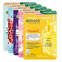 Garnier SkinActive Lot de 5 masques en tissu pour le visage, hydratant, rafraîchissant, revitalisant, lissant, doux et éclatant