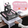 VEVOR Presse à Chaud 8-en-1, Plaque Chauffante 38x38 cm, Machine de Sublimation Textile avec Presse à Tasses 89 cL, Pivotant à 3