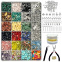 Lot de 24 perles en pierre naturelle 1073 avec trou - Perles en pierre naturelle de 5 à 7 mm - Pour la fabrication de bijoux, br