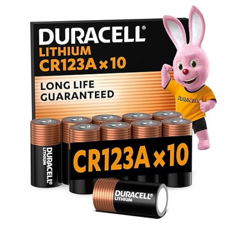 DURACELL CR123 Piles au lithium haute puissance 3V (CR123A / CR17345) (lot de 10) – longue durée – Pour appareils photos, lampes