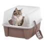 Iris Ohyama, Bac a Litiere pour Chat avec Pelle, Beige, Nettoyage Facile, Maison de Toilette, Rebords Amovibles, Anti-fuite, Pou