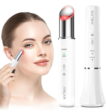 ANLAN Appareil Anti Rides Soin Yeux,Masseur Oculaire Anti-âge pour Yeux Chauffant,Vibration à Haute Fréquence,Lumière Rouge et B