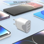 Chargeur USB 2Pack, Prise USB Multiple 3 Ports Adaptateur Charge Rapide Universel Prises pour lPhone 14/13/12/11 Pro Max Mini SE