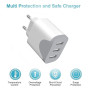 Chargeur USB 2Pack, Prise USB Multiple 3 Ports Adaptateur Charge Rapide Universel Prises pour lPhone 14/13/12/11 Pro Max Mini SE