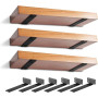 Lot de 6 supports d'étagère robustes rustiques flottants pour étagères murales, supports d'étagère industriels noirs (15,2 cm -