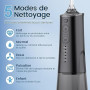 VIMMK Jet Dentaire Hydropulseur et Irrigateurs Oral avec 5 Modes de Pression d'eau et 8 Embouts Remplaçables, Rechargeable et Ét