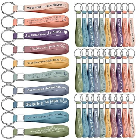 Xingch Lot de porte-clés inspirants en silicone avec citations inspirantes, encouragement, remerciement, cadeau pour employés, c