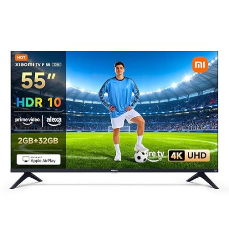 XIAOMI TV F 55, 140 cm (55 Pouces), 4K UHD, Smart TV, Fire TV, Contrôle Vocal Alexa, HDR10, MEMC, 60Hz avec 120Hz Game Boost Mod