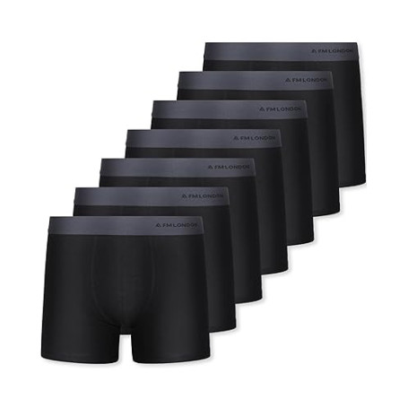 FM London Lot de 7 Boxers, Boxer pour Homme, Caleçon pour Homme sans Étiquette, Riche en Coton, Respirant, Doux et Extensible